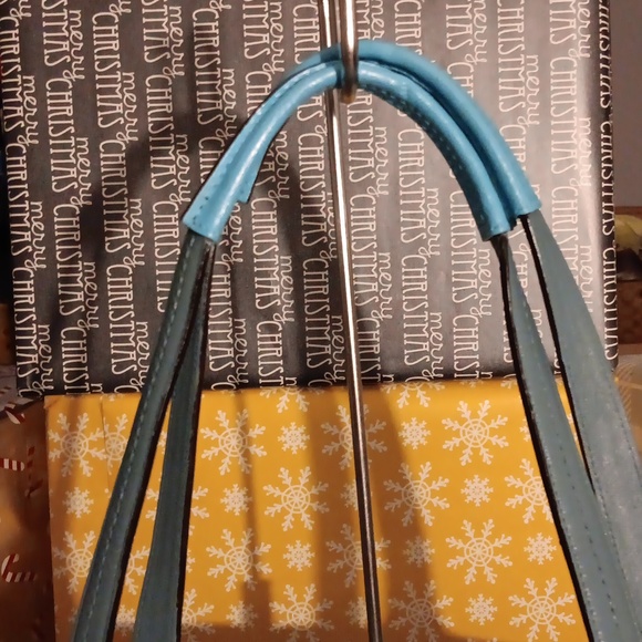 🤟TRADED🤟Hold for BO COACH Large Turquoise/Gray Tote Bag Op Art - Picture 4 of 9